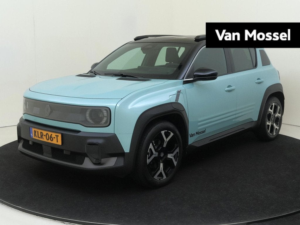 Renault 4 comfort range iconic 52 kWh, Auto's, Renault, 750 kg, 150 pk, Blauw, Leder en Stof