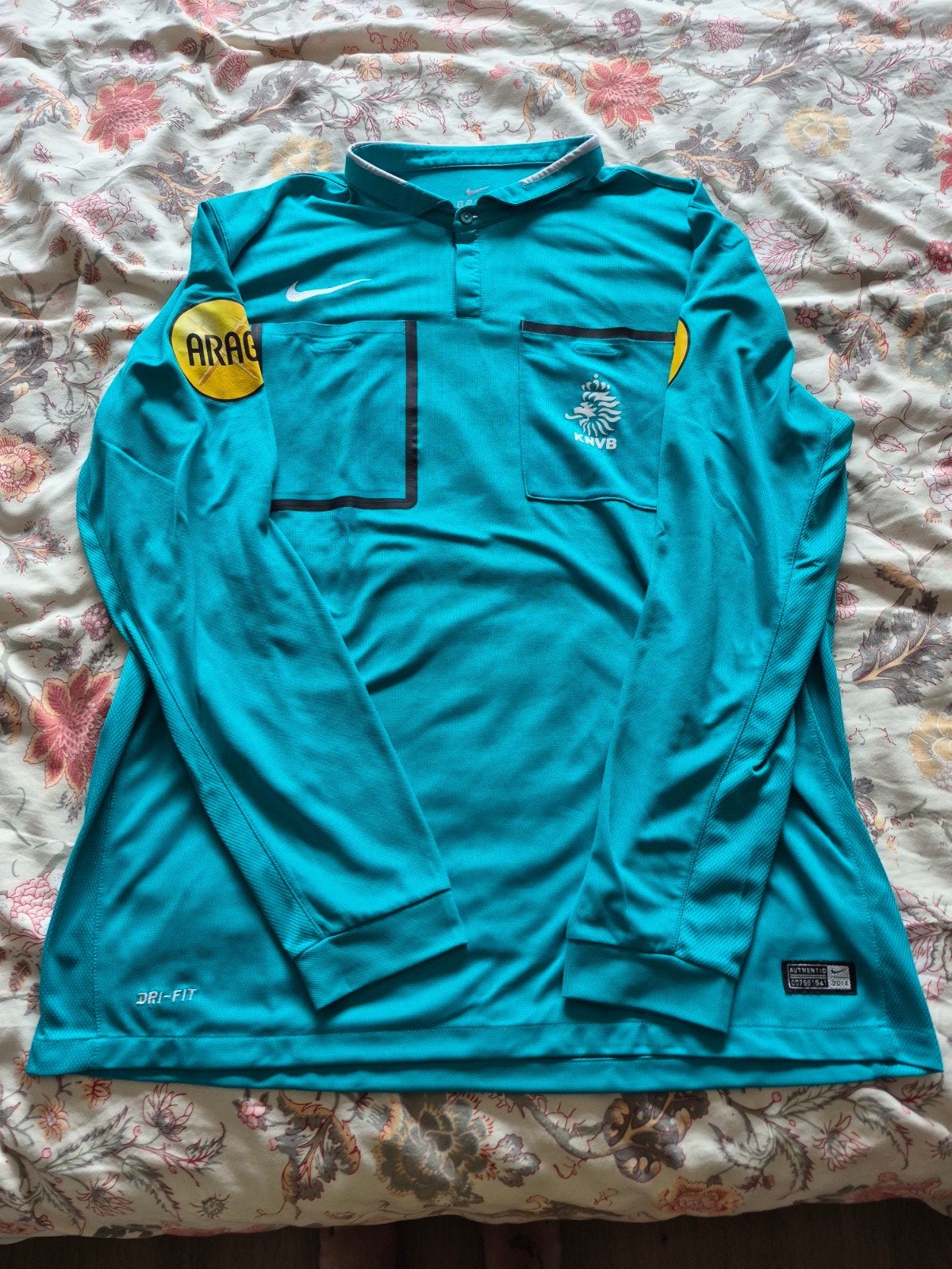 KNVB Scheidsrechtersshirt Lange Mouwen - Zo goed als nieuw, Blauw, Nike, Maat 56/58 (XL), Ophalen of Verzenden