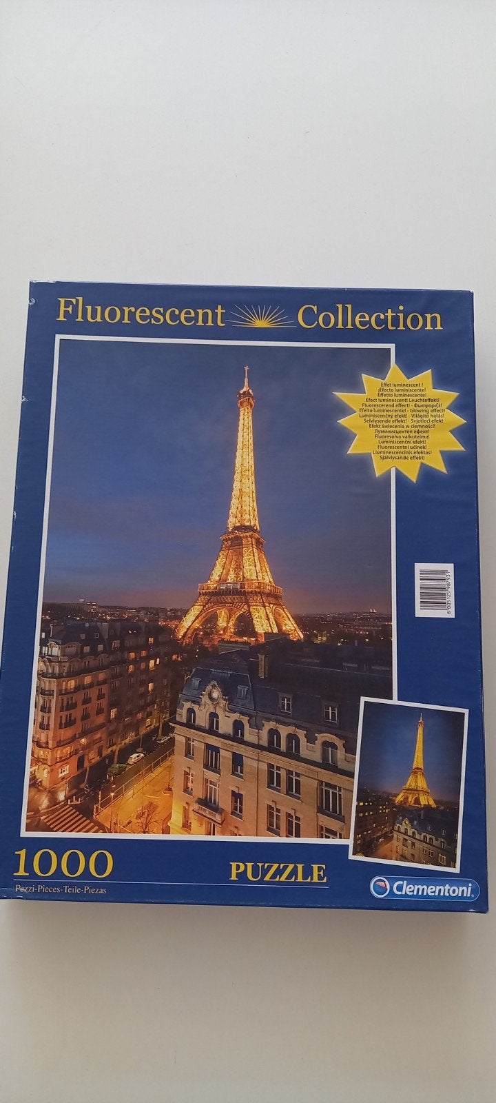 Nieuw, Clementoni Fluorescent Eiffeltoren Puzzel 1000 stukje, Ophalen of Verzenden, 500 t/m 1500 stukjes, Nieuw, Legpuzzel