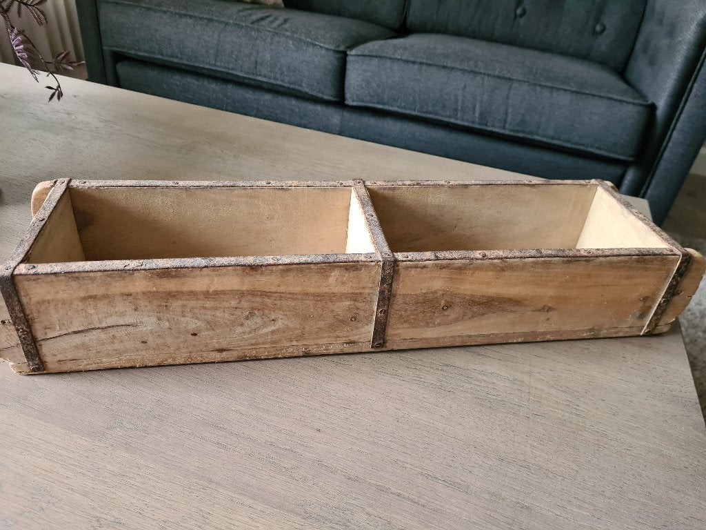 Vintage dubbele houten steenmal, Huis en Inrichting, Ophalen of Verzenden, Hout, Landelijk