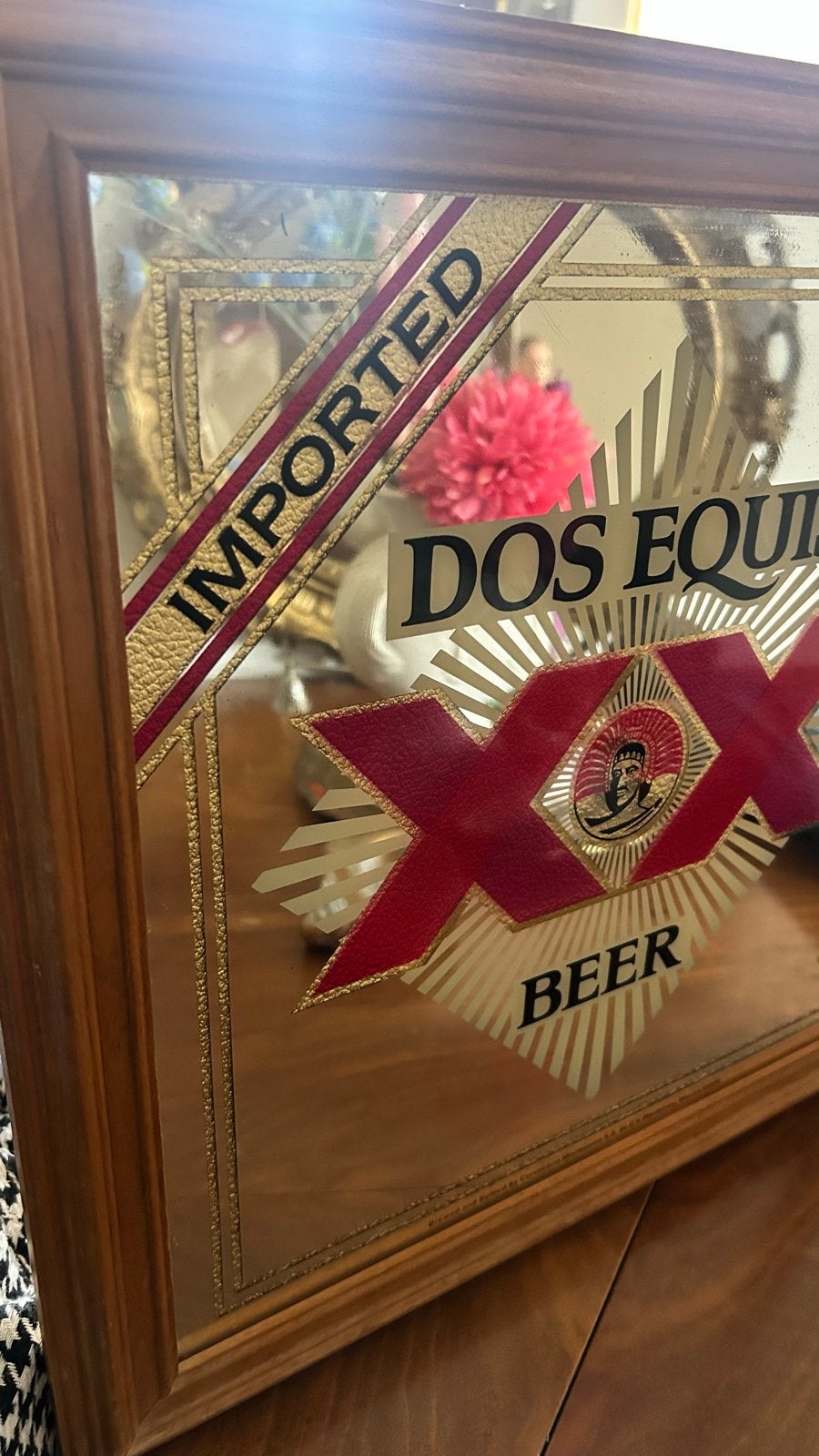 Vintage Dos Equis XX Bier Spiegel - Decoratief, Ophalen of Verzenden, Rechthoekig, Minder dan 50 cm, Minder dan 100 cm