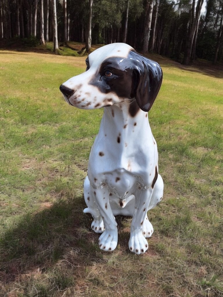 Handmade midcentury porseleinen beeld, Italy Pointer hond., Ophalen