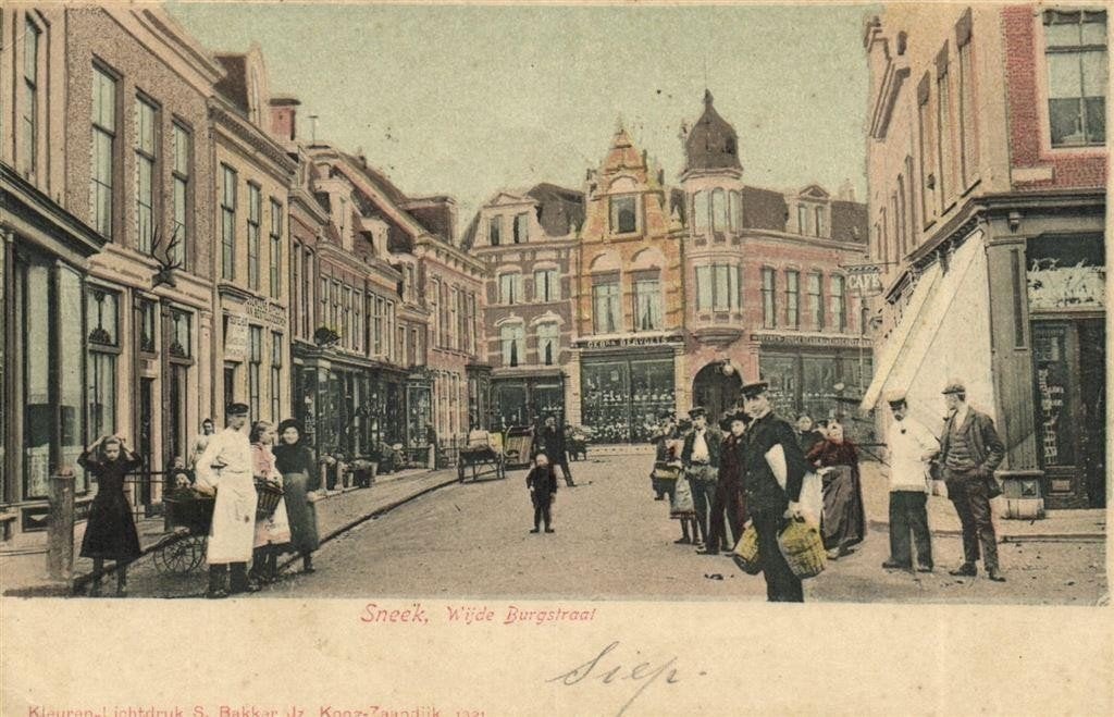 Sneek, Wijde Burgstraat - 1906 gelopen, Ophalen of Verzenden, Voor 1920, Gelopen, Friesland