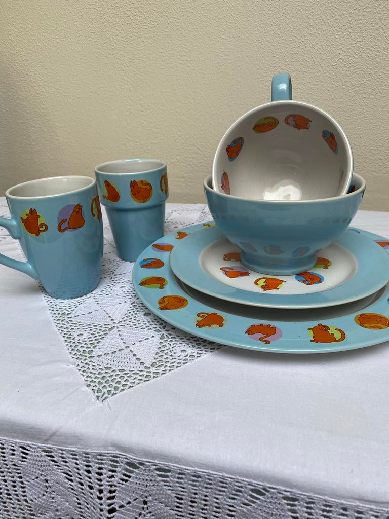 De rode kater servies van Jan Jans en de kinderen, Huis en Inrichting, Keuken | Servies, Gebruikt, Keramiek, Ophalen of Verzenden