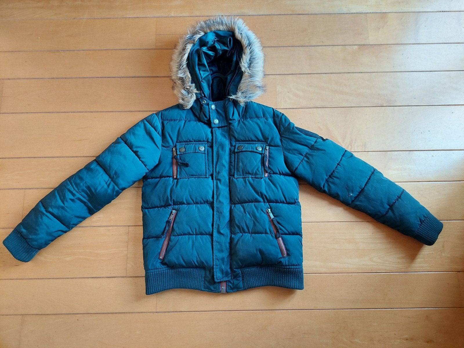 Air-Force winterjas met bontkraag voor jongens maat 12, Air-Force, Gebruikt, Ophalen of Verzenden, Jongen
