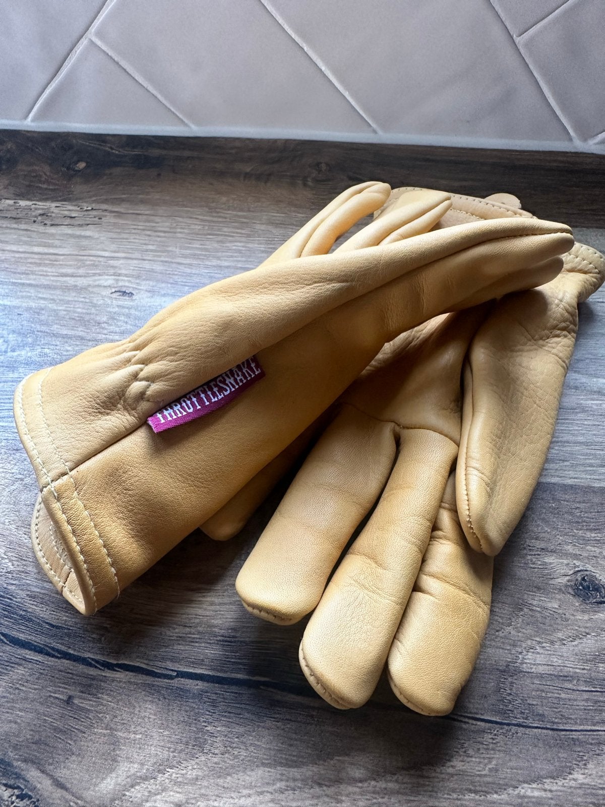 Throttlesnake leren vintage handschoenen maat M nieuw, Motoren, Ophalen of Verzenden, Handschoenen