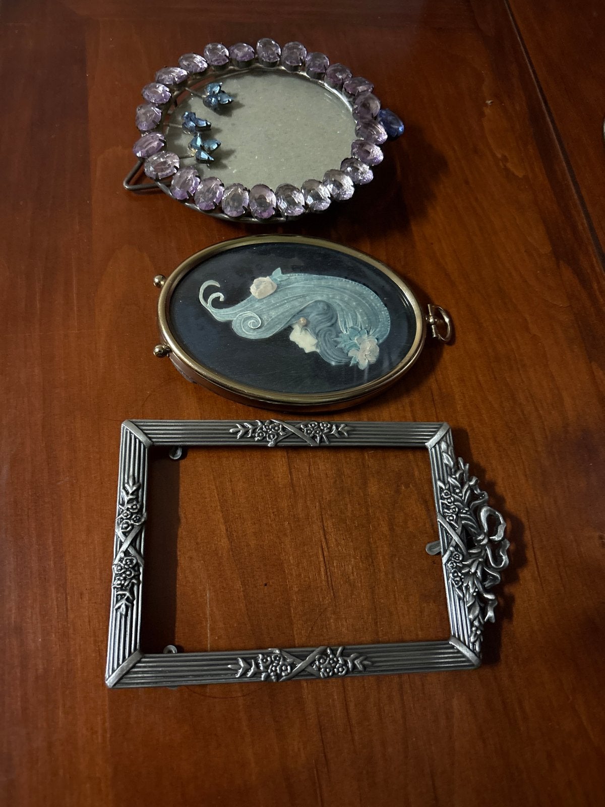 Set van 3 decoratieve fotolijstjes, vintage, Minder dan 50 cm, Gebruikt, Overige typen, Ophalen of Verzenden