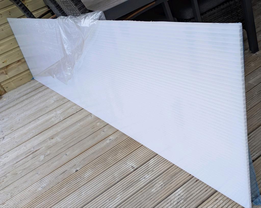 Polycarbonaat kanaalplaat (69/72 * 3 Meter) opaal (mat), Ophalen, Zo goed als nieuw