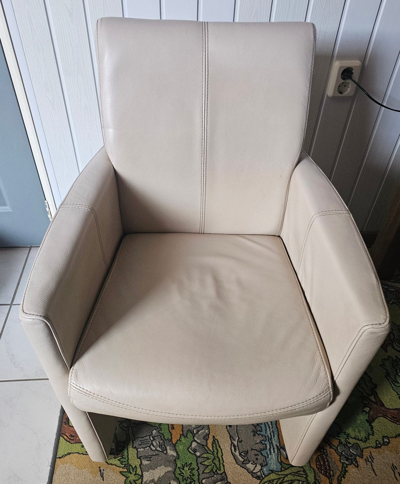 eiken eettafel met 4x catania leren stoelen met wieltjes, Huis en Inrichting, Ophalen, Gebruikt, 75 tot 100 cm