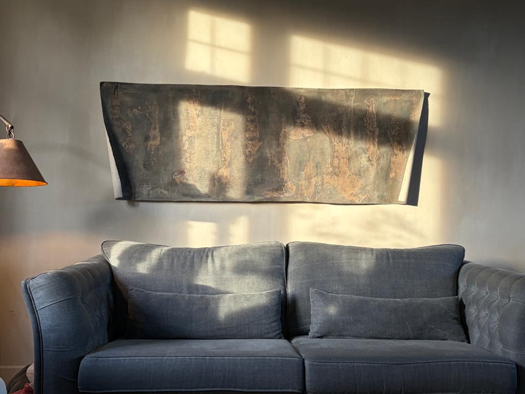Hoffz Schilderij - Abstract doek landelijk interieur, Ophalen