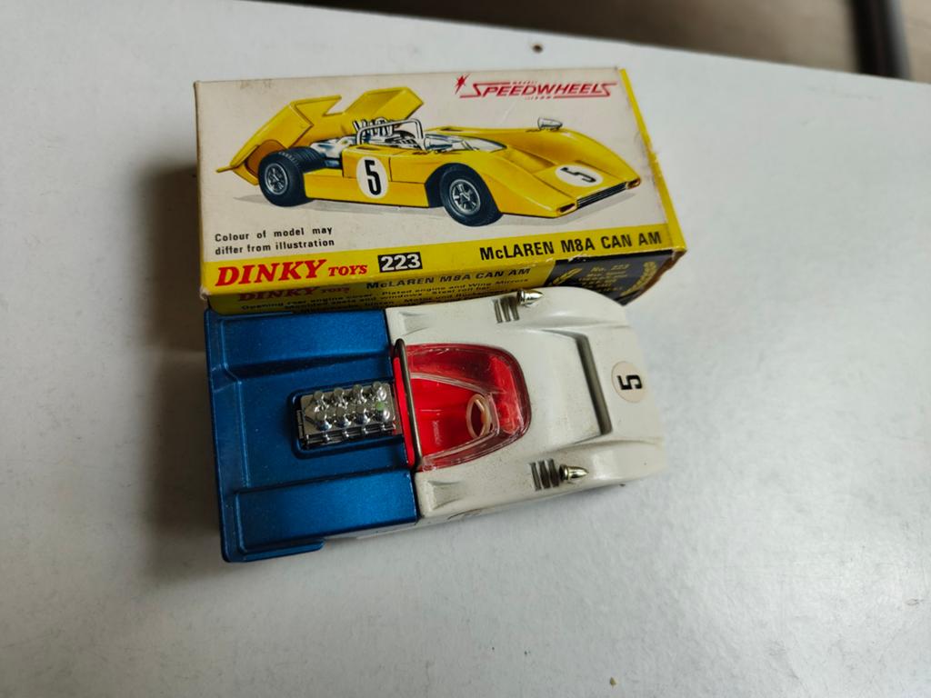 Dinky Toys 223: McLaren M8A CAN AM, Ophalen of Verzenden, Zo goed als nieuw, Auto, Dinky Toys
