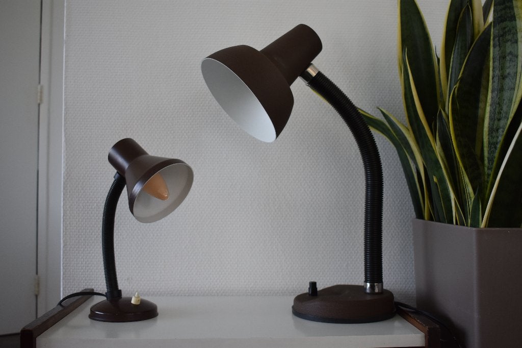 Herda bruine lamp en kleine lamp jaren 70 vintage, Vintage, Ophalen of Verzenden, Metaal, Bruin