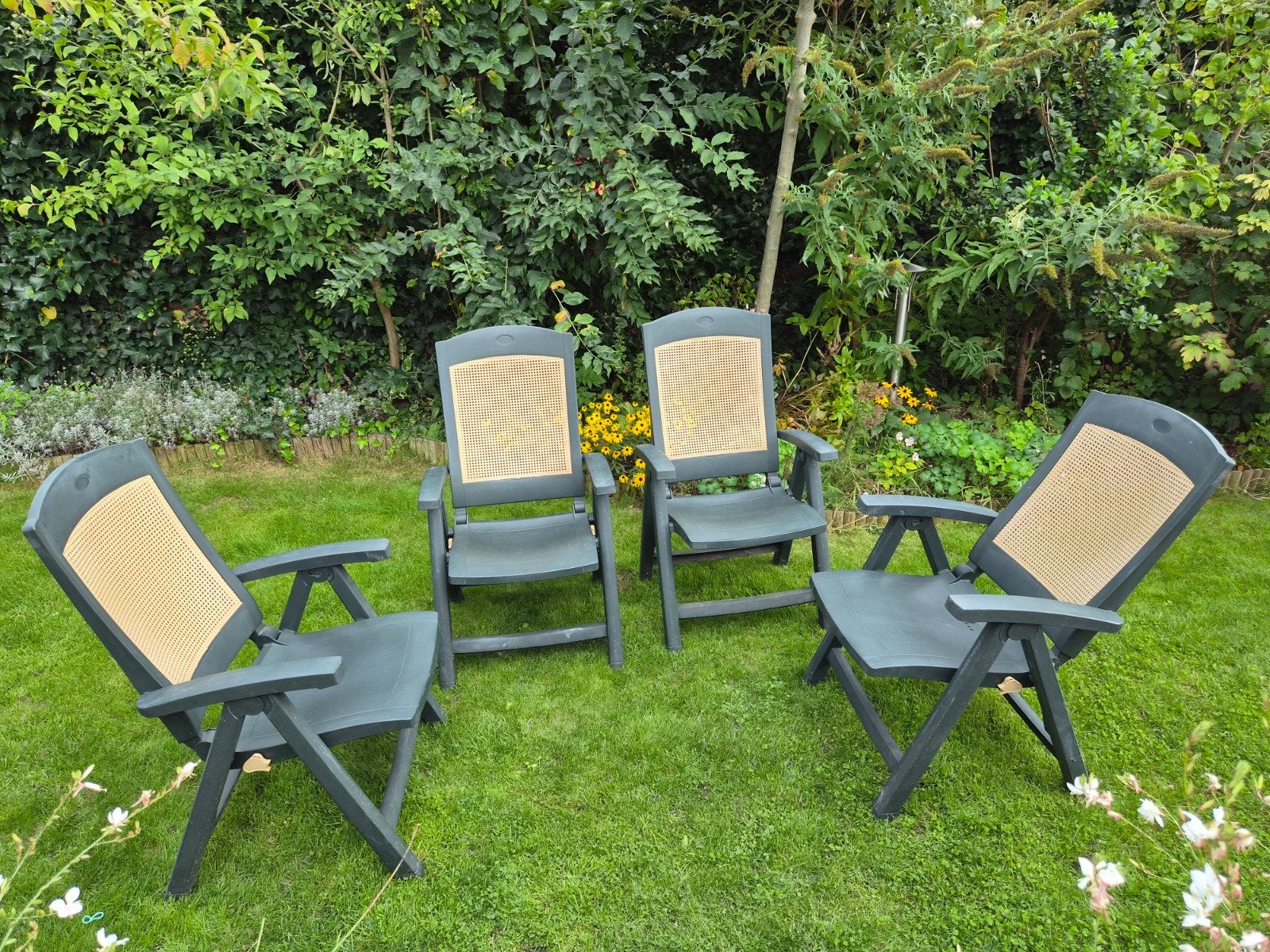 Hartman tuinstoelen - 4 stuks, inklapbaar en verstelbaar, Tuin en Terras, Tuinstoelen, Ophalen, Gebruikt, Kunststof, Verstelbaar