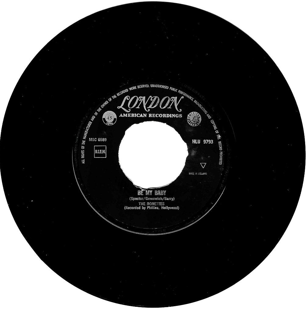 The Ronettes - Be My Baby - London HLU 9793 - NL persing !!!, Cd's en Dvd's, Gebruikt, 7 inch, Pop, Beschermende buitenhoes