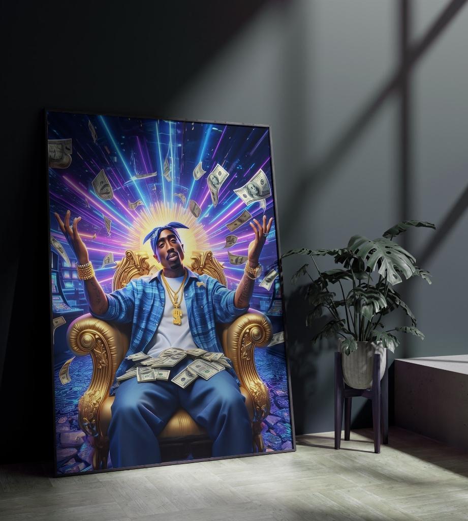 Uniek XXL Glasschilderij | Allmighty Tupac - 6 sizes, Verzenden