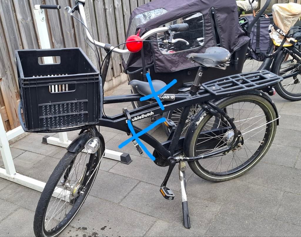 Herenfiets met grote mand en ruime bagagedrager, Gebruikt, 57 tot 61 cm, Trommelrem, Ophalen