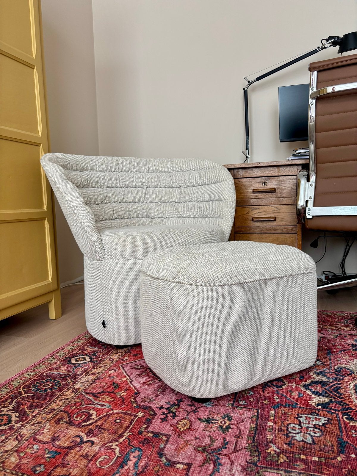 Fest Amsterdam Fauteuil Phoebe met Ottoman, Ophalen, Zo goed als nieuw, Stof, 75 tot 100 cm