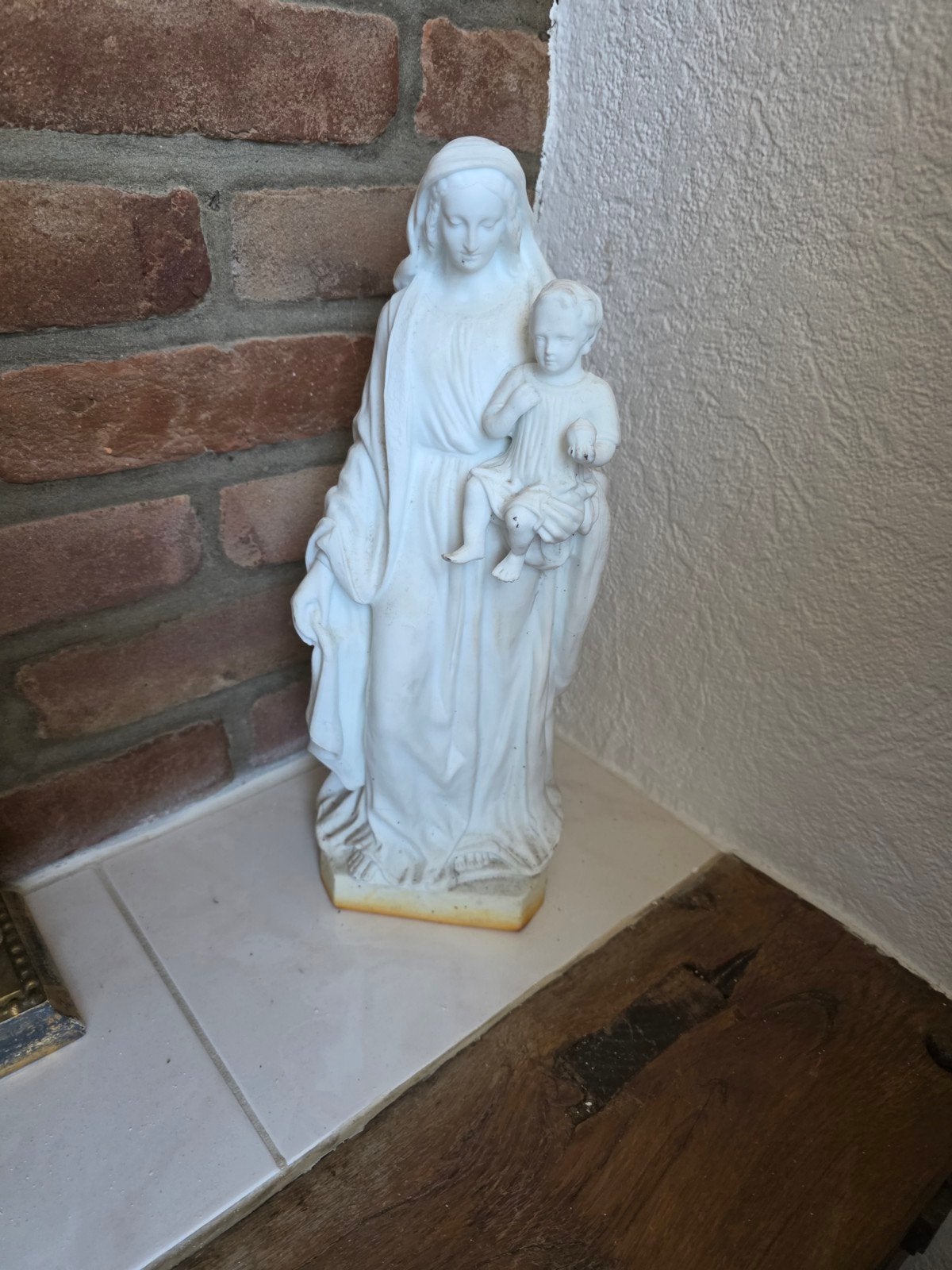 Antiek Mariabeeld met Kind - 37 cm, Antiek en Kunst, Ophalen of Verzenden