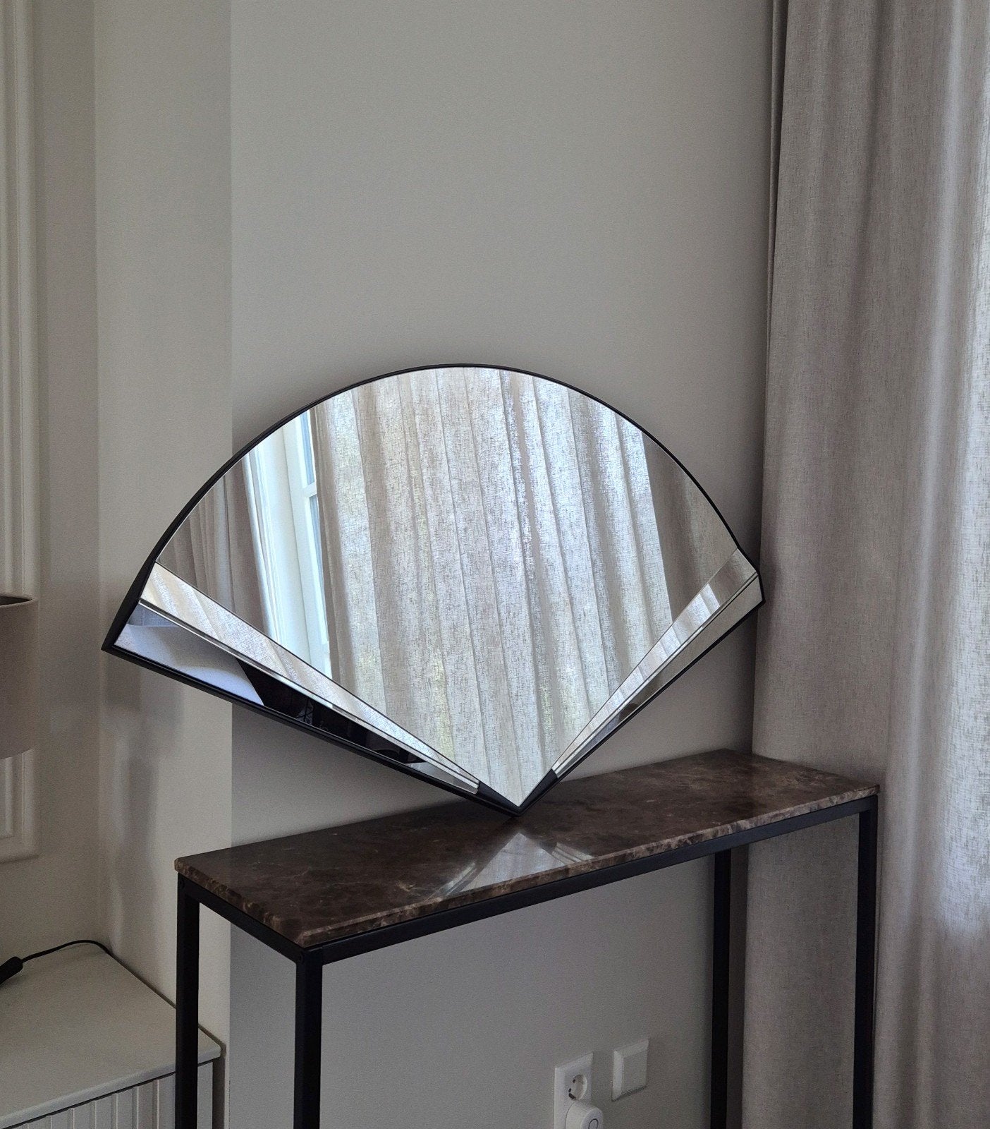 Art Deco Vintage Spiegel | DeKnudt 110x60cm Geslepen Glas, 100 tot 150 cm, Ophalen of Verzenden, Zo goed als nieuw, Overige vormen