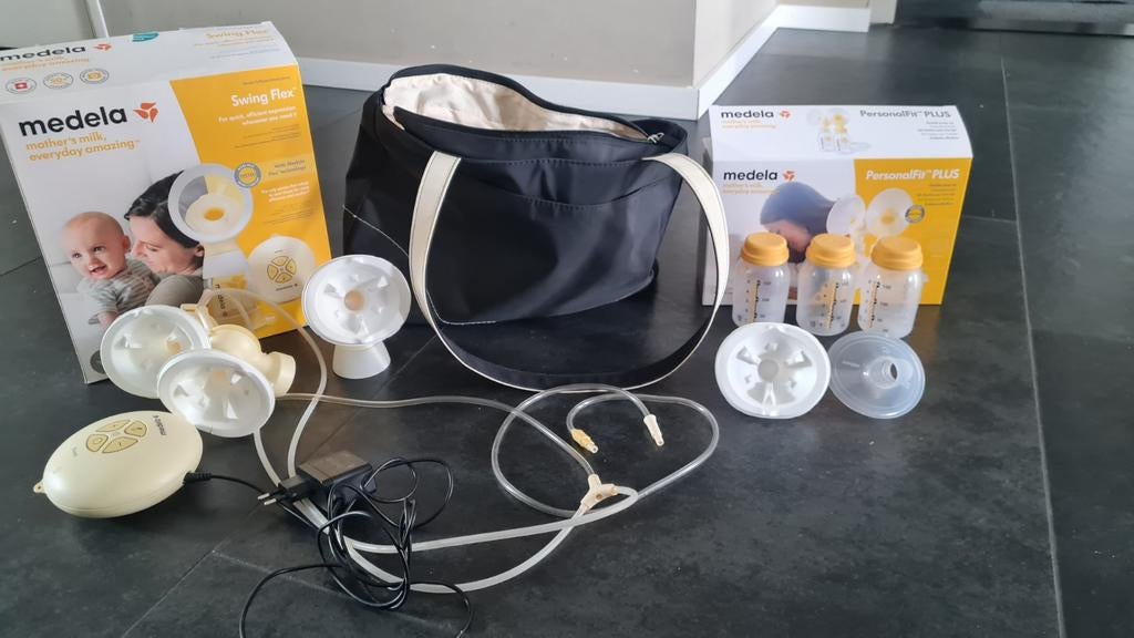 Medela Swing Flex borstkolf met 3 flesjes en tas, Ophalen of Verzenden, Gebruikt, Borstkolf