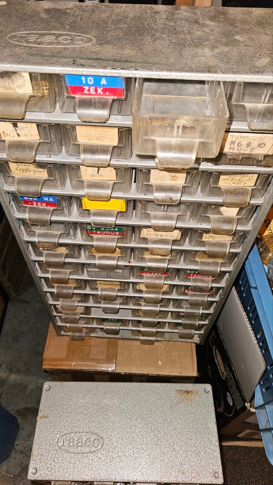 Vintage ladenblok / ladenrek van Raaco, Minder dan 50 cm, Gebruikt, 5 laden of meer, 100 tot 150 cm