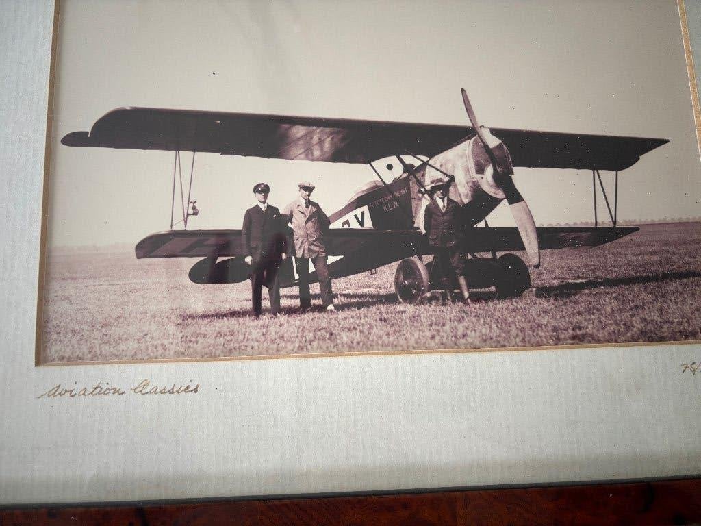 Fokker tweedekker foto zwart wit ingelijst, Ophalen of Verzenden