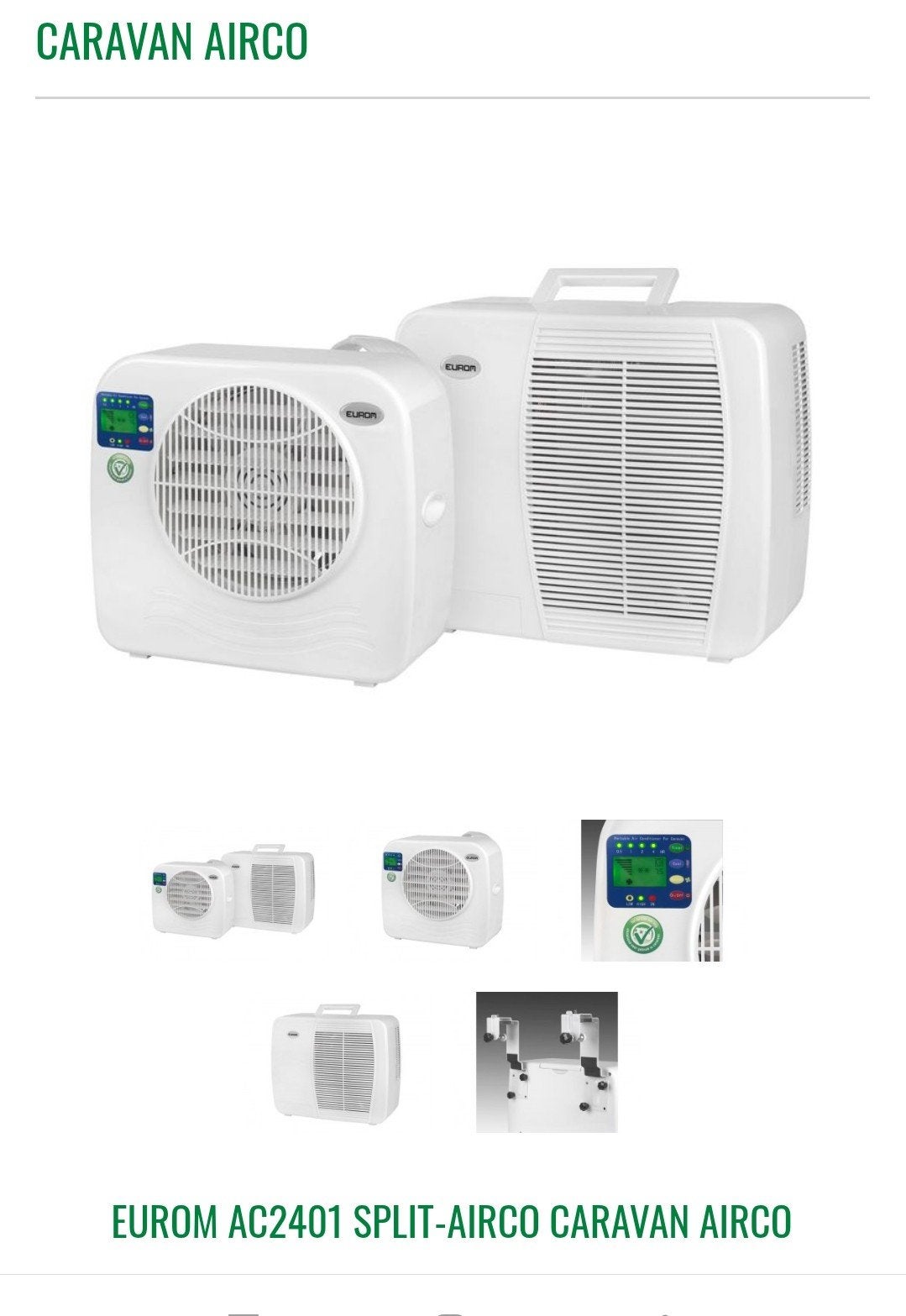 Eurom AC2401 airco, Koelen en Ontvochtigen, Timer, Minder dan 60 m³, 3 snelheden of meer