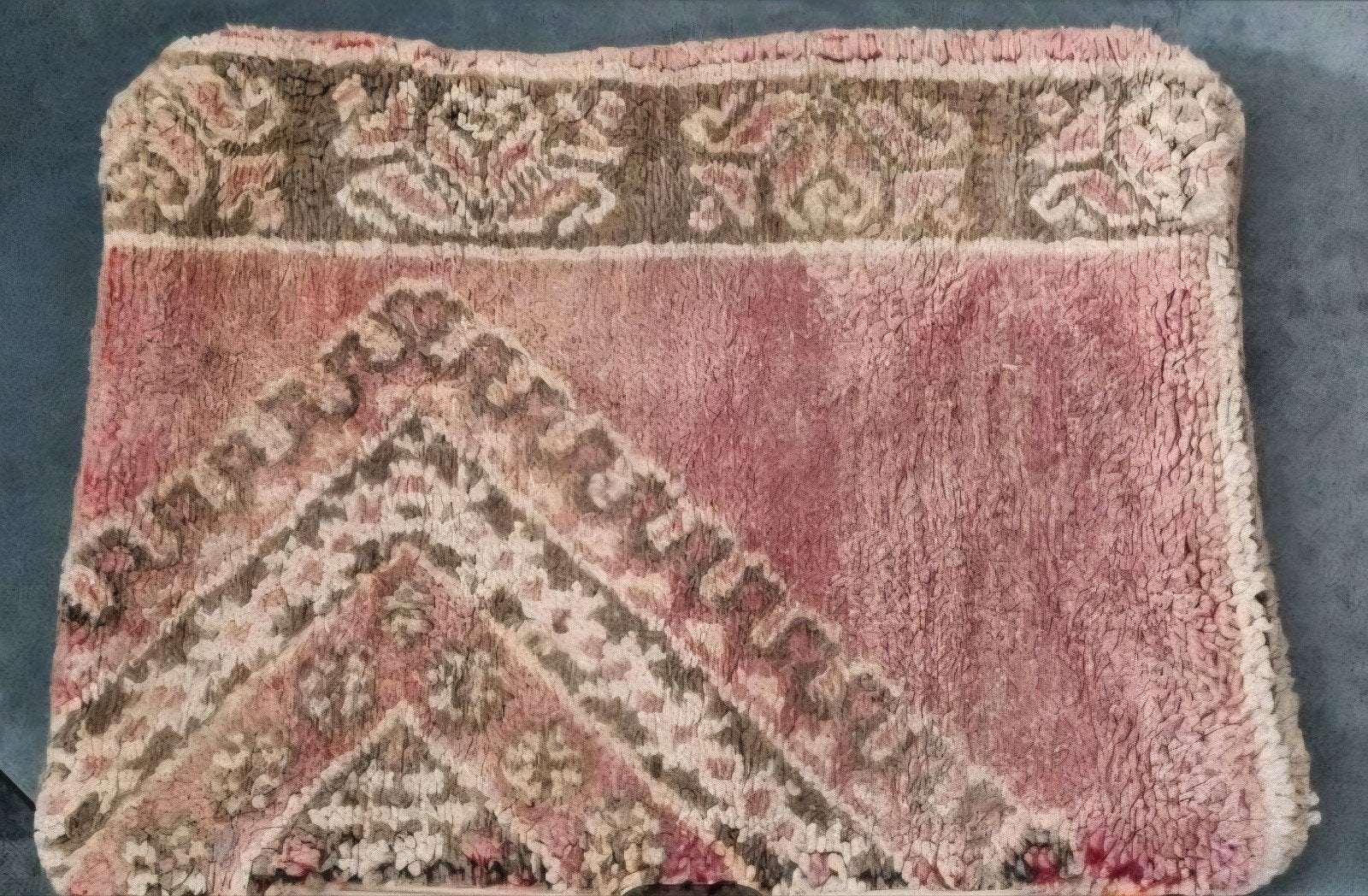 Vintage Marokkaans Kussen - Roze/Bruin met Patroon, Minder dan 50 cm, Verzenden, Vierkant, Minder dan 50 cm