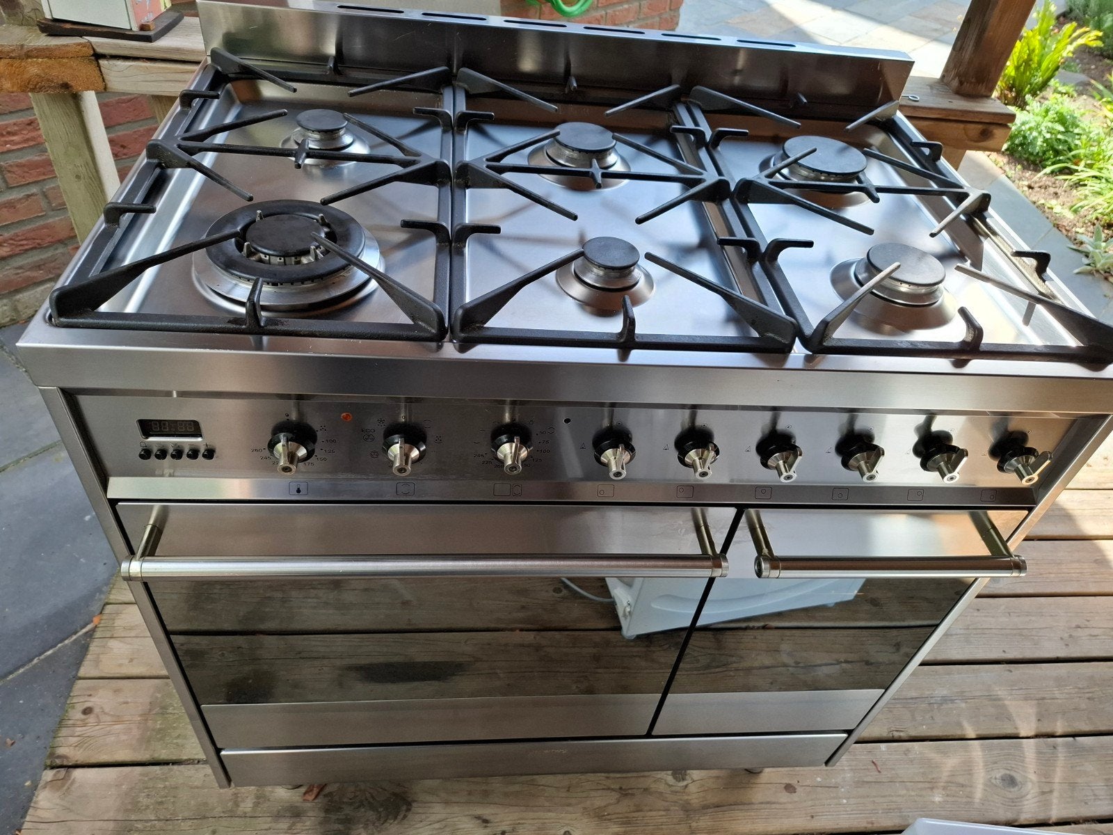 Smeg Gasfornuis 90cm met 6 pitten en 2 ovens, Witgoed en Apparatuur, Fornuizen, Ophalen, Gebruikt, 60 cm of meer, Gas