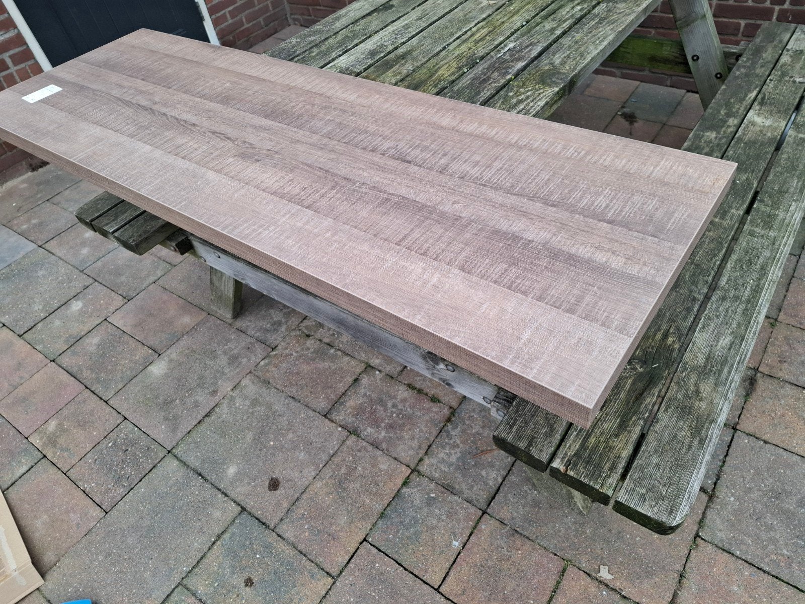 Nieuw HPL wastafelblad 140x46cm Eiken/Houtlook, Ophalen, 100 tot 150 cm, Overige typen, Nieuw