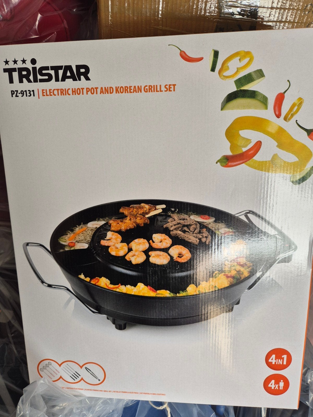 Tristar PZ-9131 Elektrische Hot Pot & Koreaanse Grill Set, Ophalen of Verzenden, Nieuw, 4 t/m 7 personen