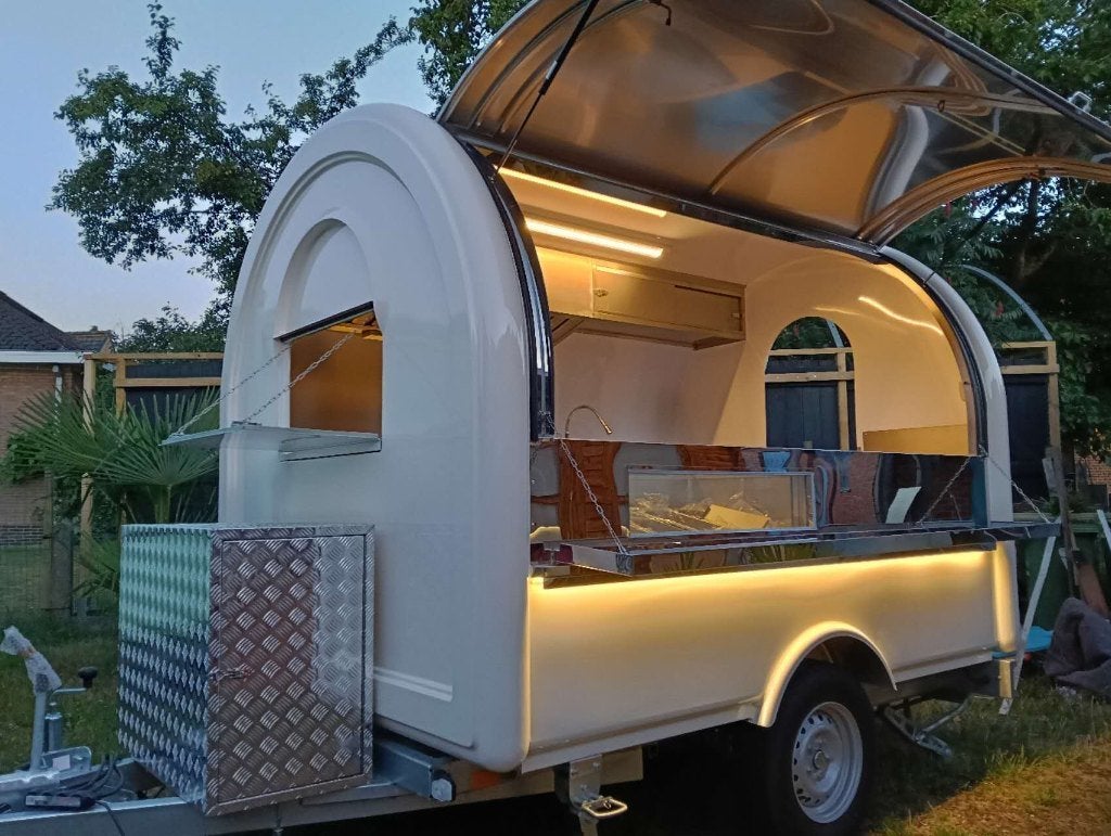 Nieuwe foodtrailer 2,8 m – Glazen vitrine – EU COC, Ophalen, Nieuw