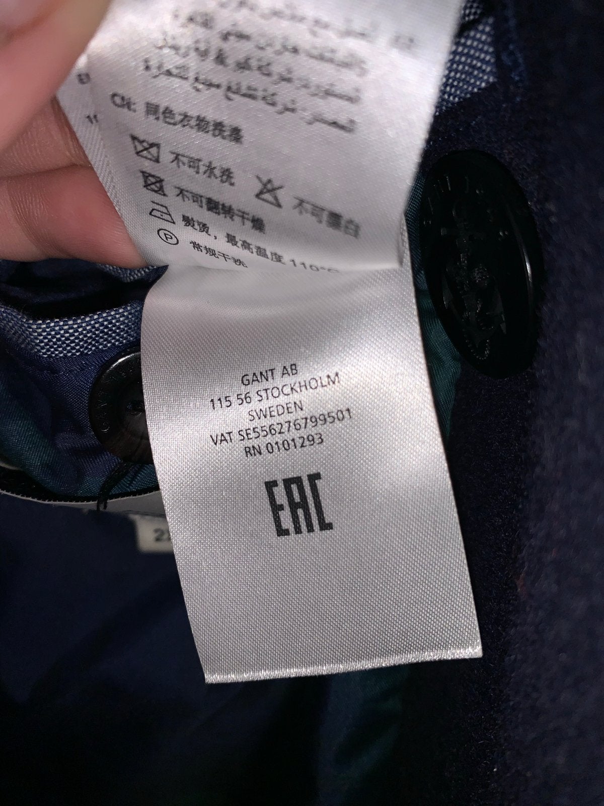 GANT Wollen Peacoat - Donkerblauw met Ruitvoering (2XL), Ophalen of Verzenden, Zo goed als nieuw, Overige maten, Blauw