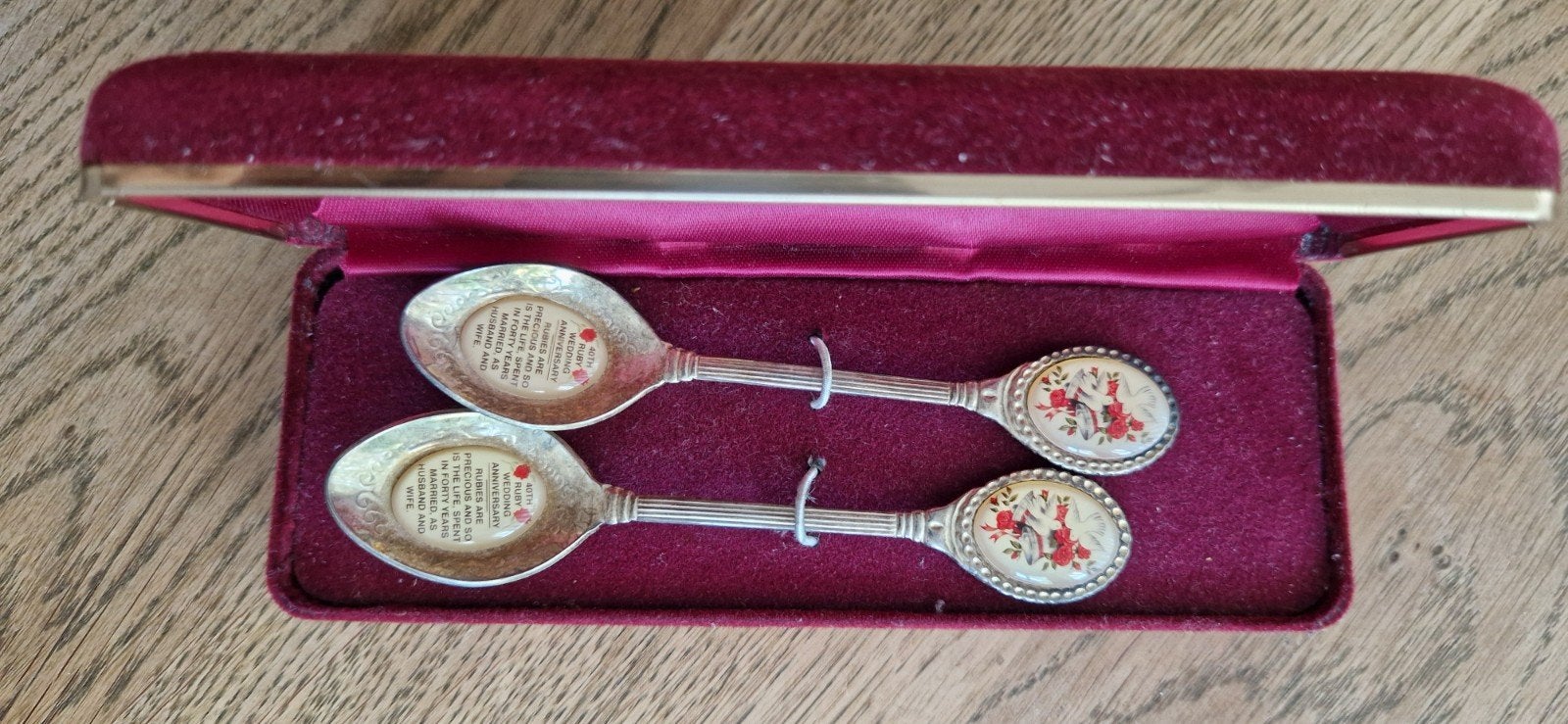 Vintage verzilverde herinneringslepels in doosje, Ophalen