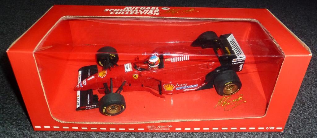 1996 - Ferrari - Michael Schumacher - Launch Version, Hobby en Vrije tijd, Ophalen of Verzenden, Zo goed als nieuw, Auto, MiniChamps