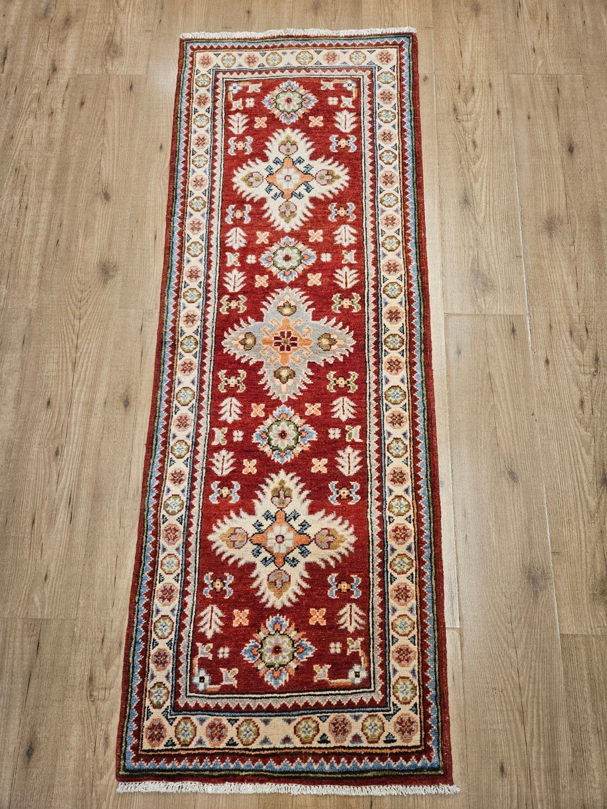 Handgeknoopt oosters tapijt kazak loper 178x63