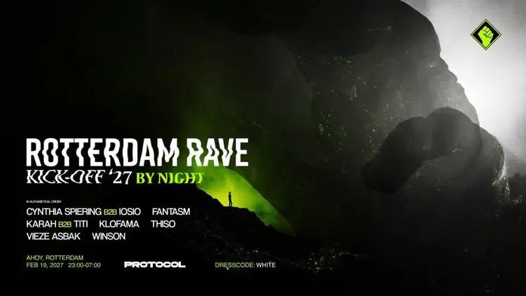 1x ticket Rotterdam Rave Kick-off by Night - Protocol, Eén persoon