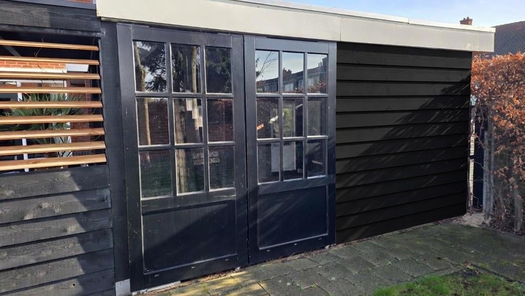 Twee schuifdeuren voor overkapping met zware rails, Tuin en Terras, Ophalen, Gebruikt
