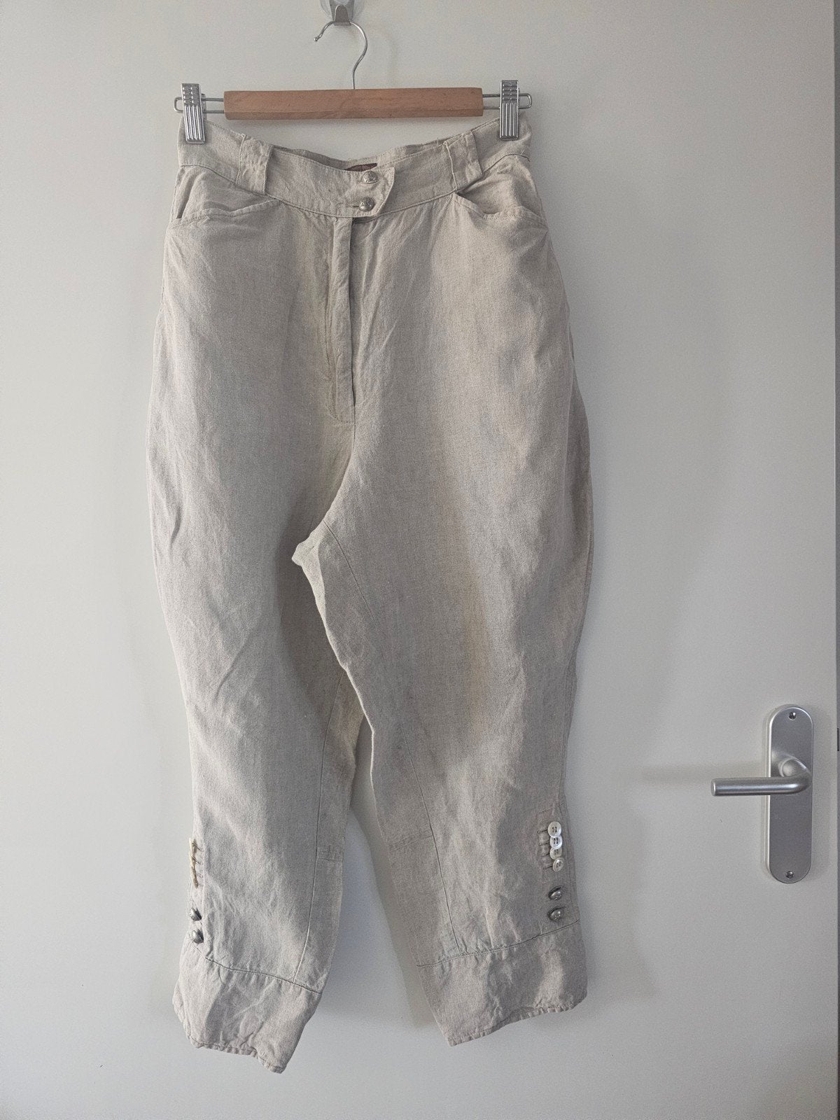 Pauw Amsterdam Vintage Capri linen Broek Maat M, Maat 38/40 (M), Beige, Ophalen of Verzenden, Driekwart