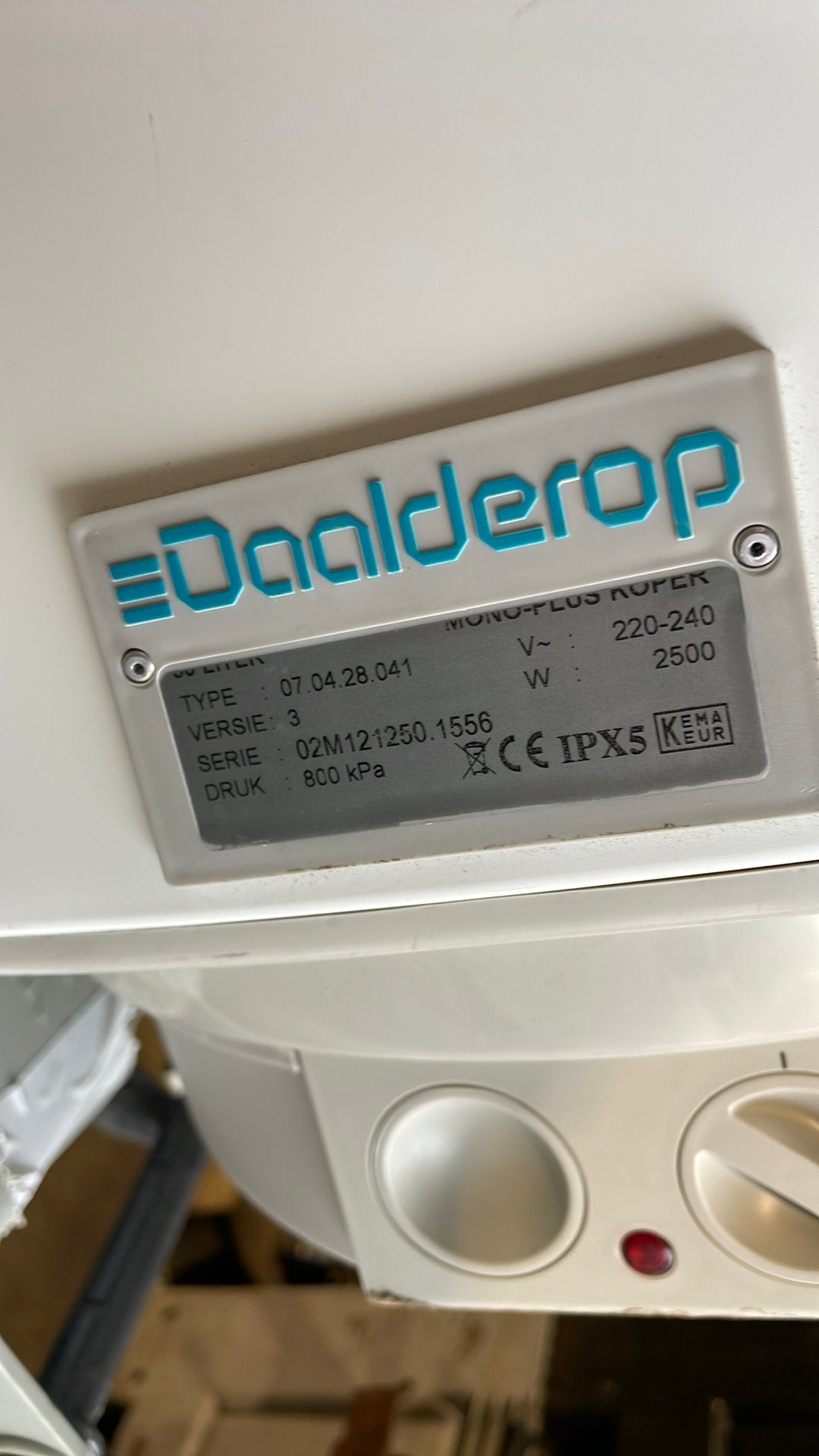 Daalderop elektrischeboiler 30L, 20 tot 100 liter, Ophalen, Gebruikt, Boiler