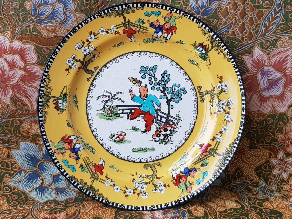 Antiek bord uit Engeland met Oosterse afbeelding 21,5 cm., Ophalen of Verzenden