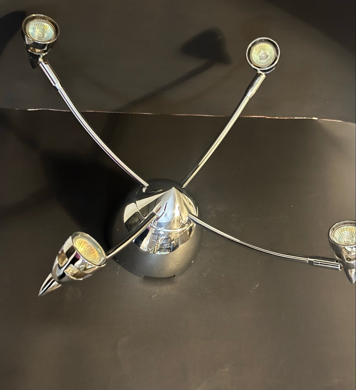 Vintage IKEA Avonturin Space Age Chroom Spotlamp (4 spots), Verstelbaar, Ophalen of Verzenden, Zo goed als nieuw, Metaal