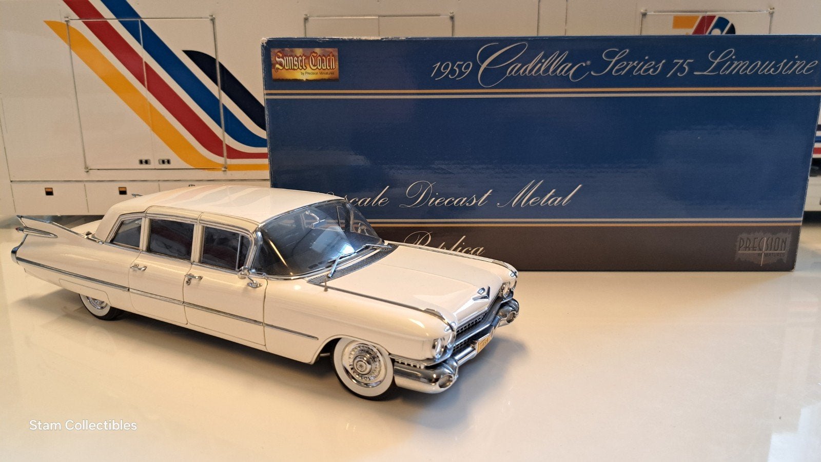 Precision Miniatures Cadillac Series 75 Limousine White 1959, Overige merken, Auto, Ophalen of Verzenden, Zo goed als nieuw