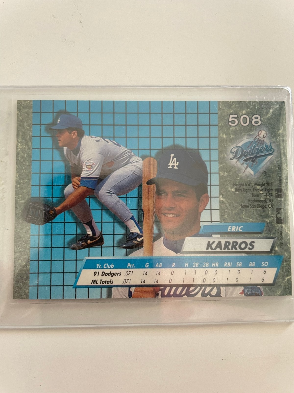 Eric Karros Los Angeles Dodgers Rookie kaart 1992 Fleer Ultr, Ophalen of Verzenden, Zo goed als nieuw, Overige sporten, Spelerskaart