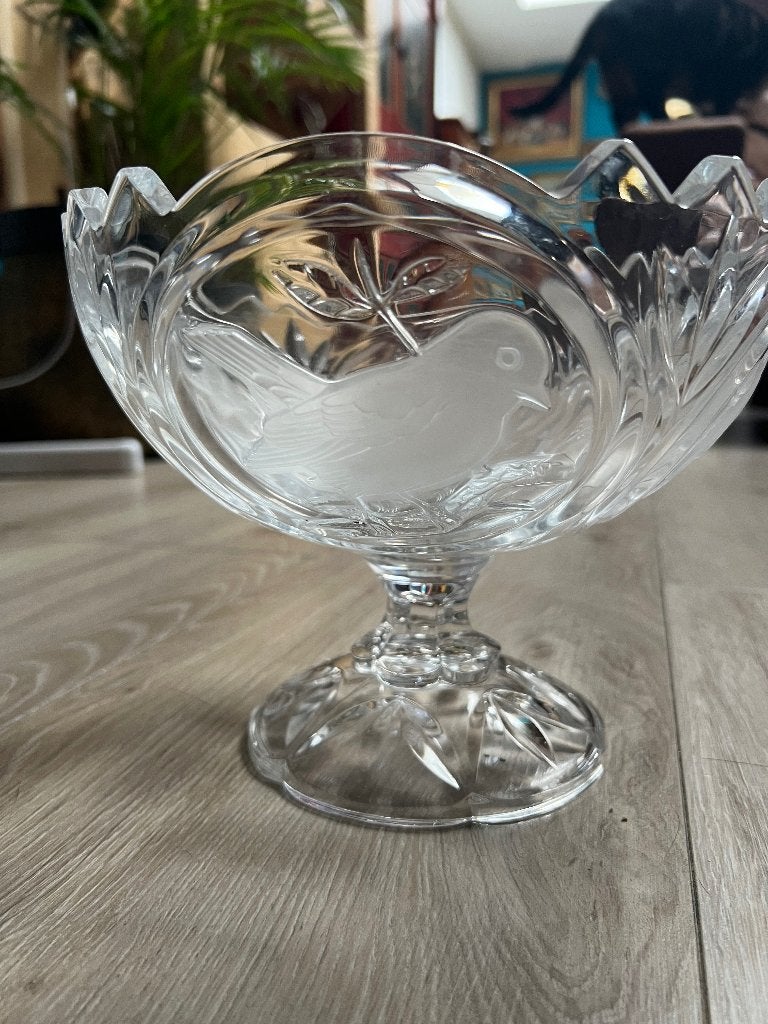 Prachtige vintage kristallen schaal op voet, Ophalen of Verzenden