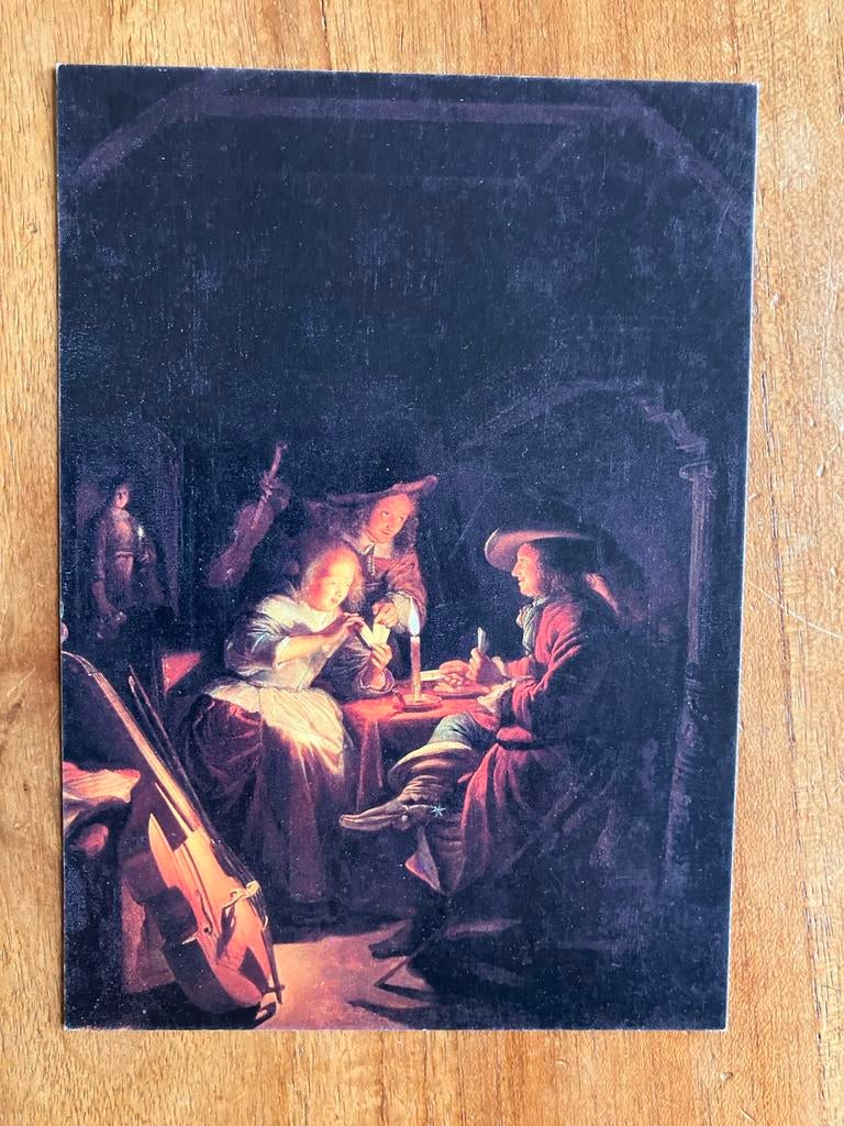 Gerrit Dou - Spelersgezelschap bij Kaarslicht, Ophalen of Verzenden, 1980 tot heden, Ongelopen, Sport en Spel