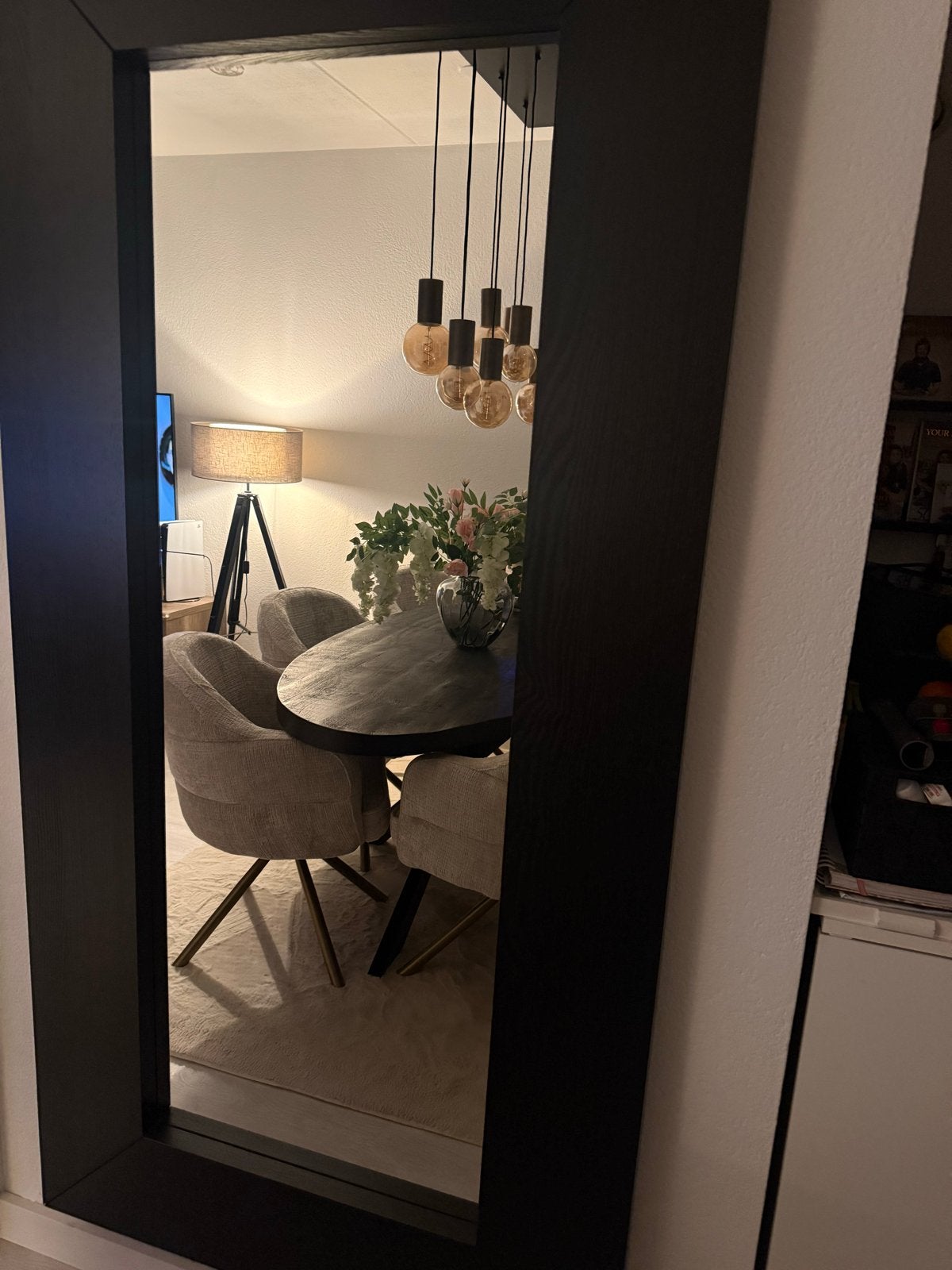 Grote zwarte spiegel met lijst, Ophalen, Zo goed als nieuw, 75 tot 100 cm, 150 tot 200 cm