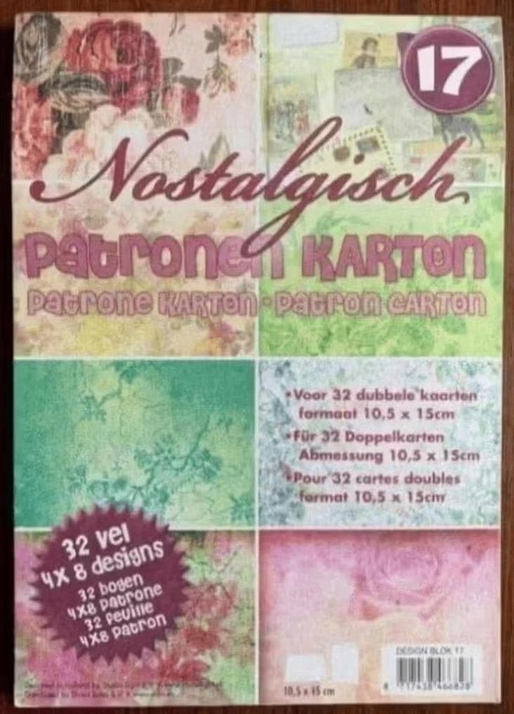 Patronen karton nostalgisch; 4x 8 designs; 32 dubbele kaart, Ophalen of Verzenden, Nieuw, Overige thema's, Blanco kaart of Basiskaart