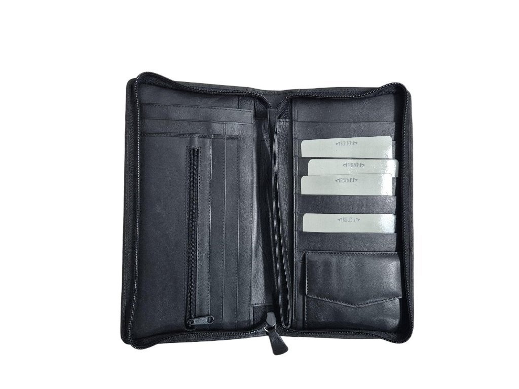 Heineken Leren Travel Organizer / Document Wallet, Verzenden, Zo goed als nieuw, Zwart, Leer