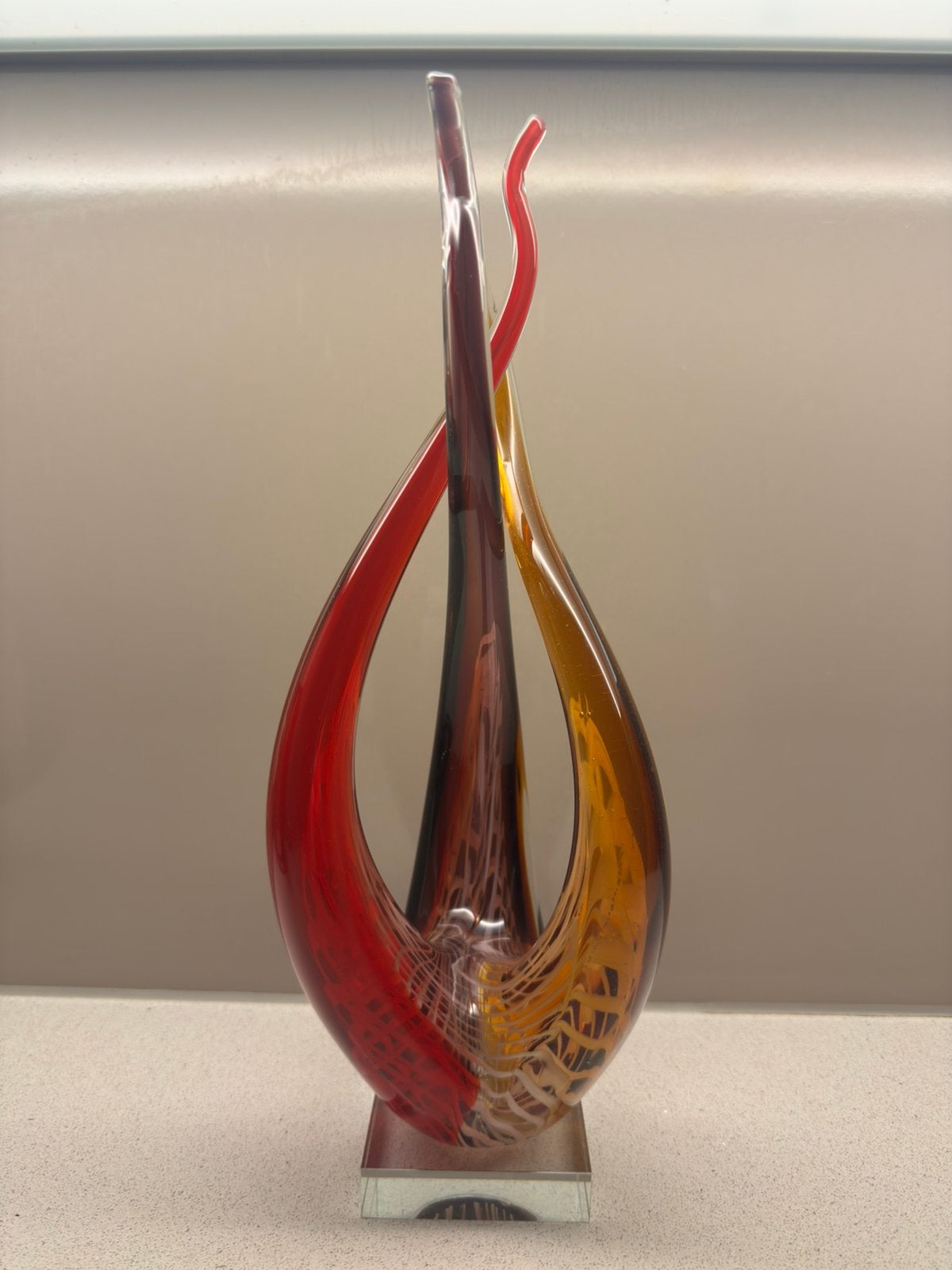 Glaskunst Sculptuur Murano/Sommerso Stijl - Vlammen/Golven, Antiek en Kunst, Ophalen of Verzenden